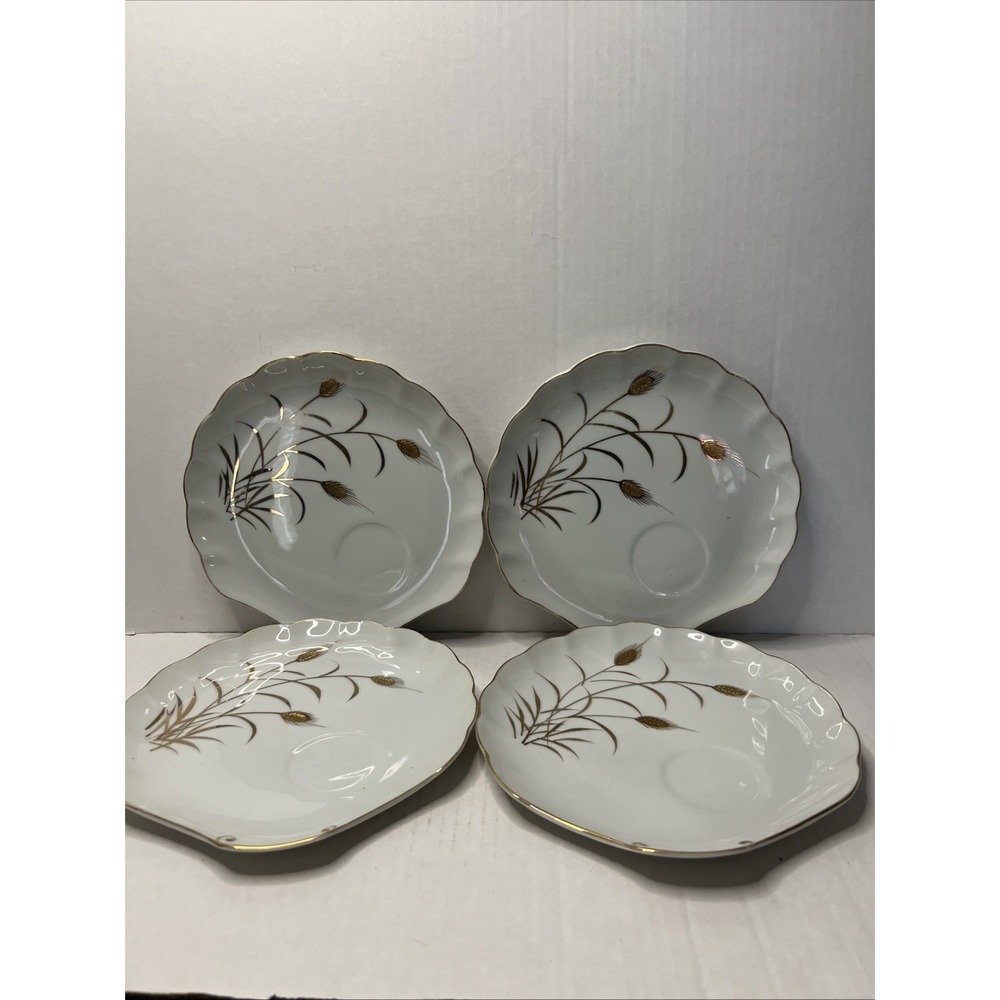 Vintage Lefton China WHEAT Snack Plate Set 4 Pieces